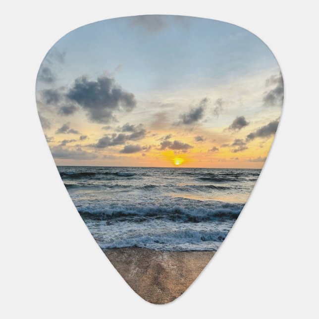 Personalized Photo and Text Photo Collage Keychain Guitar Pick (Front)