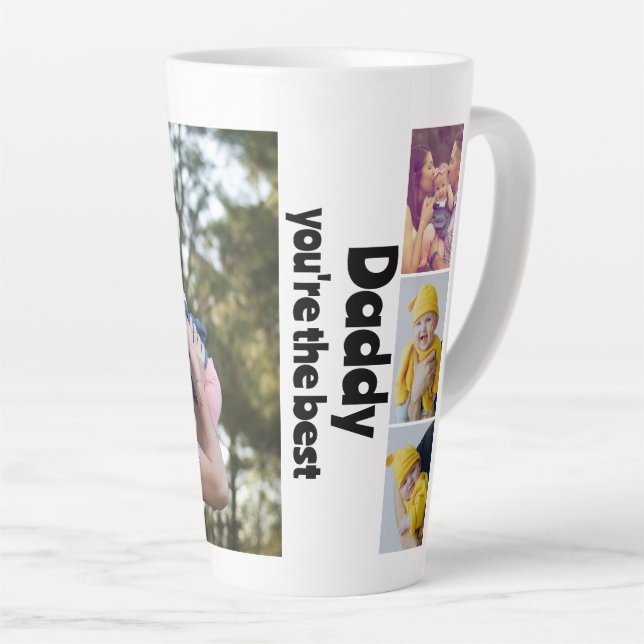 Personalized Photo and Text Photo Collage Latte Mug (Right Angle)