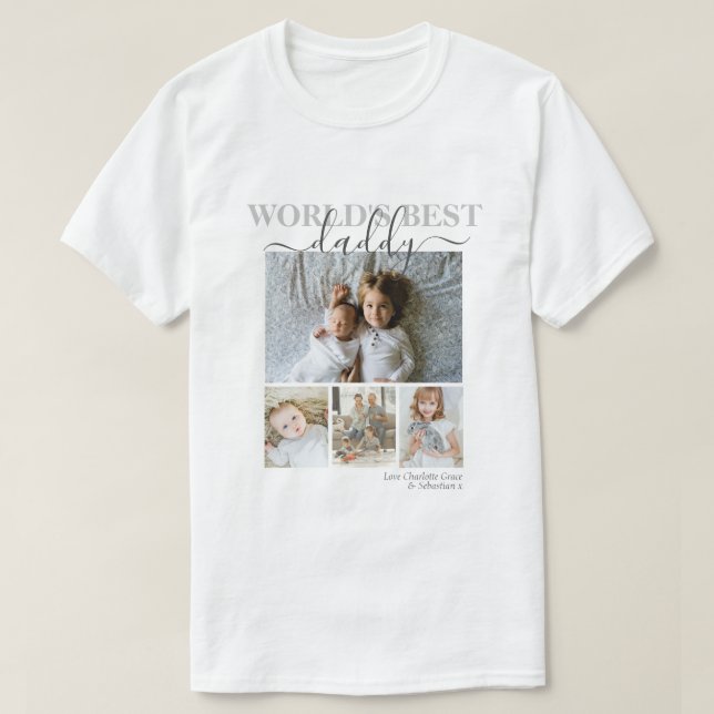 Personalized Photo and Text Photo Collage T-Shirt (Design Front)