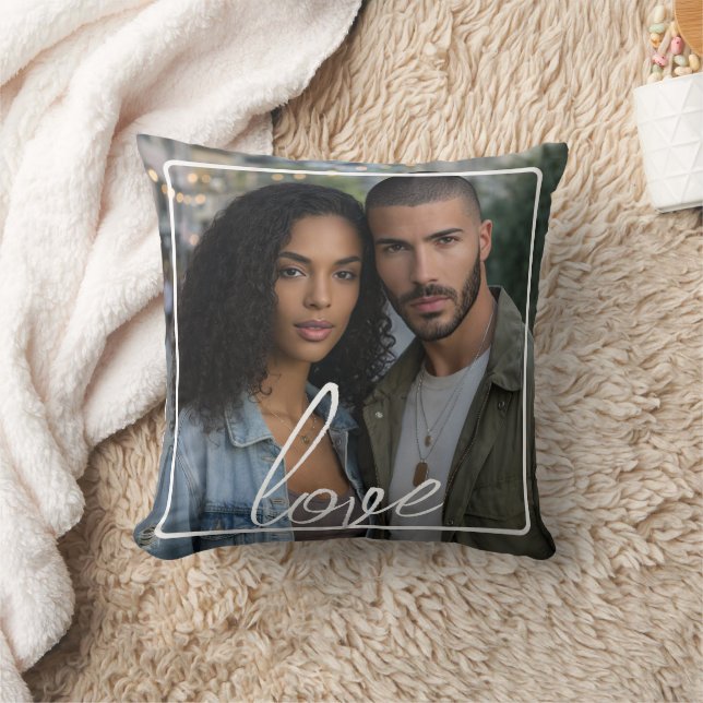 Personalized Photo and Text Photo Collage Throw Pillow (Blanket)