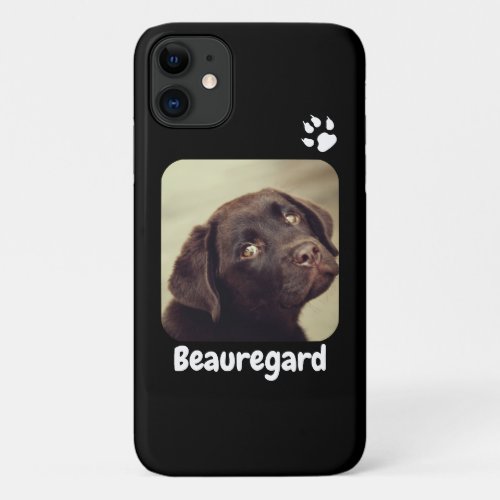 Personalized Photo and Text Photo Paw Print iPhone 11 Case