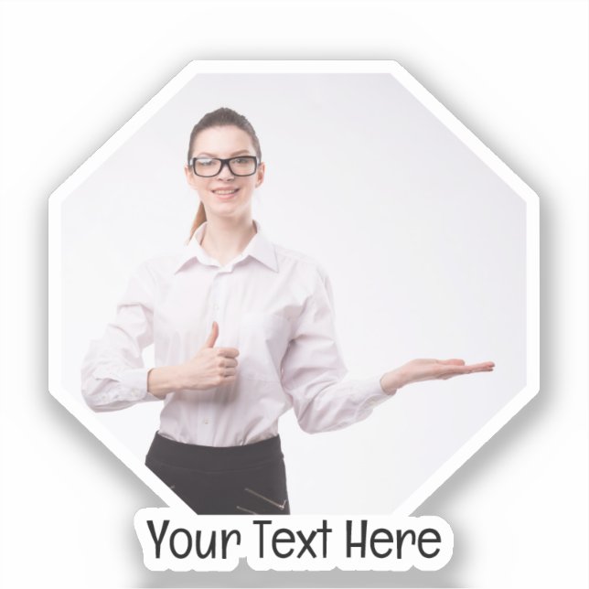 Personalized Photo and Text Polygon Frame Sticker (Front)