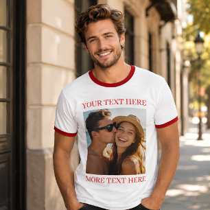 Personalized Photo and Text Red T-Shirt