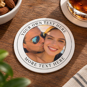 Personalized Photo and Text Round Paper Coaster