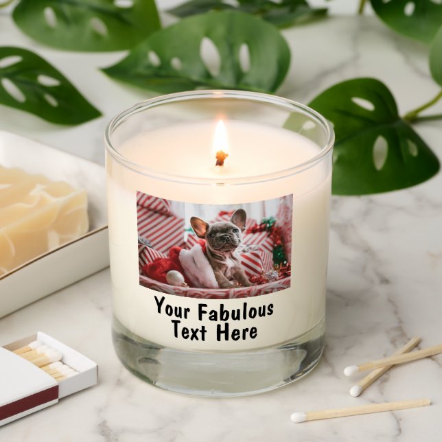 Personalized Photo and Text Scented Candle (Lit)