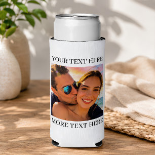 Personalized Photo and Text Seltzer Can Cooler