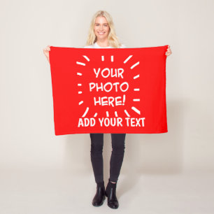 Personalized photo and text Simple Fleece Blanket
