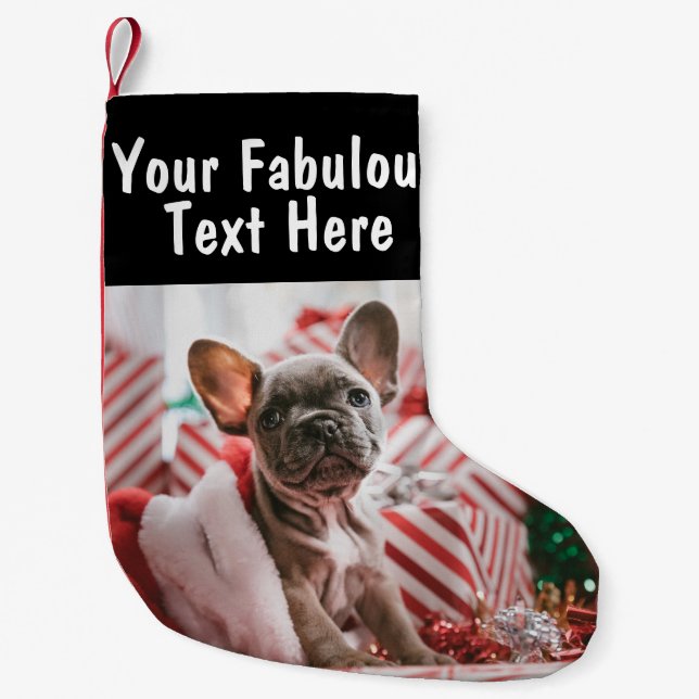 Personalized Photo and Text Small Christmas Stocking (Front)
