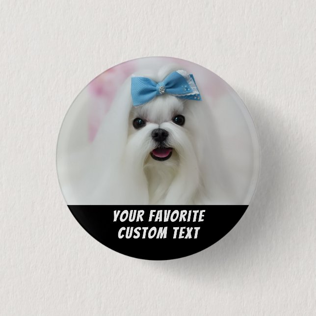 Personalized Photo and Text Small Cute Design Button (Front)