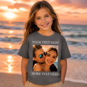 Personalized Photo and Text Smoke Gray T-Shirt