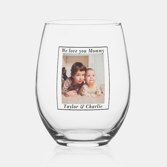 Personalized Photo And Text Stemless Wine Glass | Zazzle