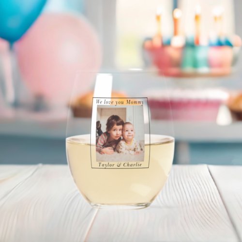 Personalized Photo And Text Stemless Wine Glass