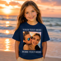Personalized Photo and Text T-Shirt - Navy Blue