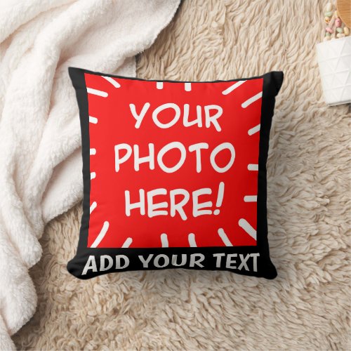 Personalized photo and text throw pillow