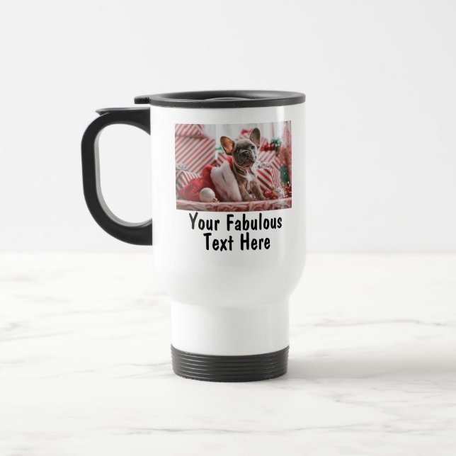 Personalized Photo and Text Travel Mug (Left)