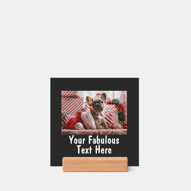 Personalized Photo and Text Vintage Picture Holder (Woodblock)