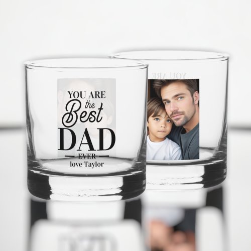 Personalized photo and text you are the best ever  whiskey glass