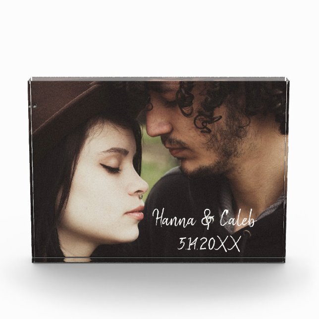 Personalized Photo and Wedding Date Anniversary Block (Front)