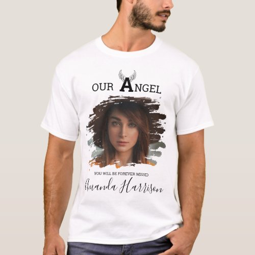 Personalized Photo  Angel Wing  Memorial T_Shirt