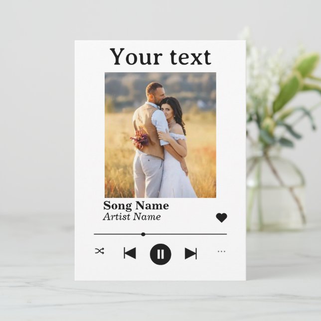 Personalized Photo Anniversary Song  Holiday Card (Standing Front)