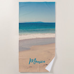 Personalized Photo Aqua Teal Beach Towel