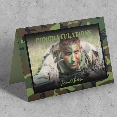 Personalized Photo Army Passing Out Card