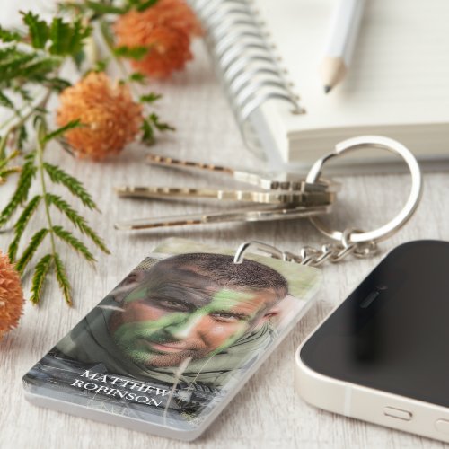 Personalized Photo Army Passing Out Keychain