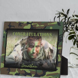 Personalized Photo Army Passing Out Plaque<br><div class="desc">A simple photo military passing out plaque featuring a camouflage army background,  the word "congratulations",  and the name of the soldier. The font styles,  sizes andcolors can be changed by clicking on the customize furtherlink after personalizing.</div>