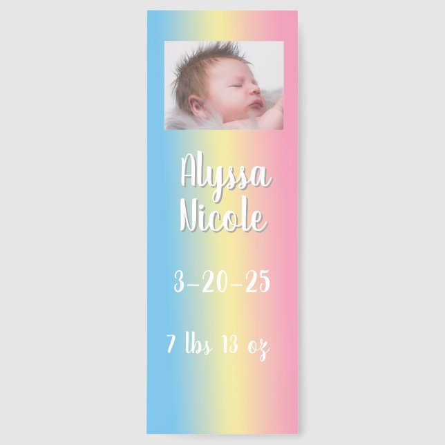 Personalized Photo Baby Announcement Bookmark (Front)