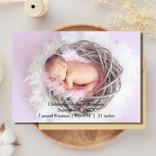 Personalized Photo Baby  Birth Announcement