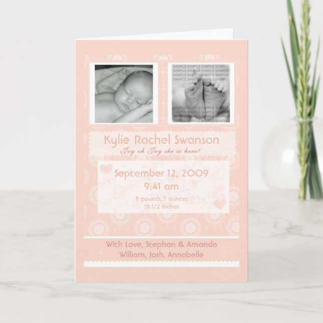 Personalized Photo Baby Birth Announcement Card (Front)