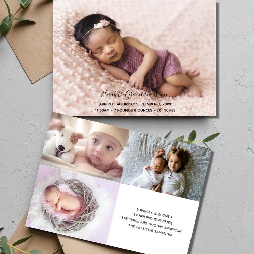 Personalized Photo Baby Birth Announcement Card 