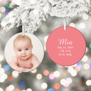 Personalized Photo Baby Birth Announcement Date Ceramic Ornament