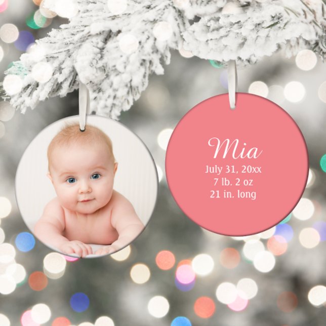 Personalized Photo Baby Birth Announcement Date Ceramic Ornament (Baby's 1st Christmas ornament)