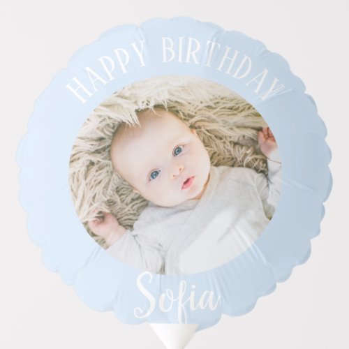 Personalized Photo Baby Blue Birthday Balloon