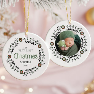 Personalized Photo Baby First Christmas Nordic Ceramic Ornament