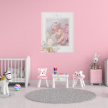 Personalized Photo Baby Girl Pink Floral Bunny  Faux Canvas Print<br><div class="desc">Sweet watercolor bunny rabbit in a basket accent your favorite photo for this adorable faux wall canvas.  Soft pastel color flowers all around. Perfect for baby girl nursery or any room home decor.</div>