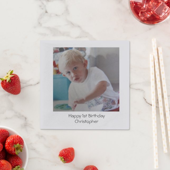 Personalized Photo Baby Kids 1st First Birthday  Napkins (Insitu)