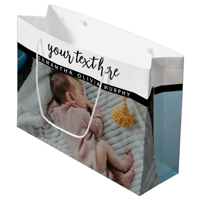 Personalized Photo Baby Love & Name Memories  Large Gift Bag (Front Angled)