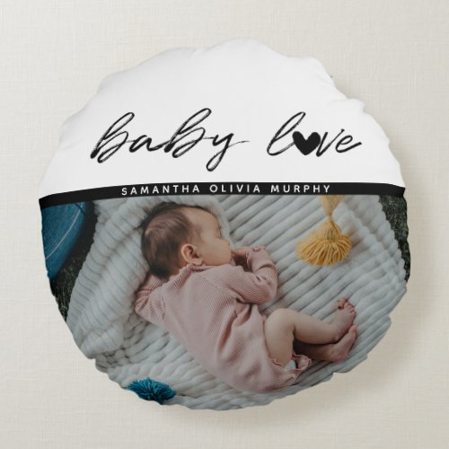 Personalized Photo Baby Love  Name Memories Round Pillow