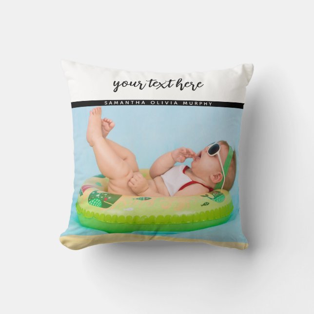 Personalized Photo Baby Love & Name Memories  Throw Pillow (Front)
