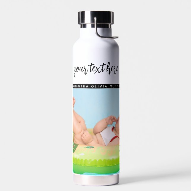 Personalized Photo Baby Love & Name Memories  Water Bottle (Left)