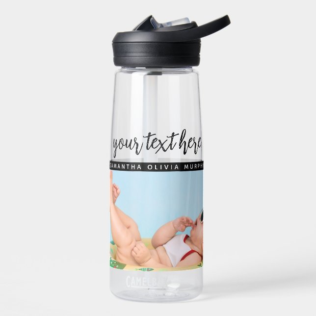 Personalized Photo Baby Love & Name Memories Water Bottle (Left)