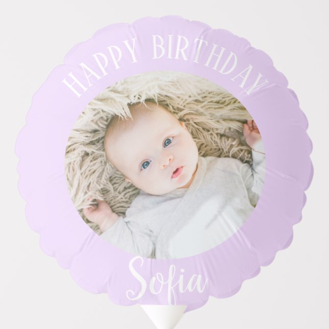 Personalized Photo Baby Purple Birthday Balloon (Front)