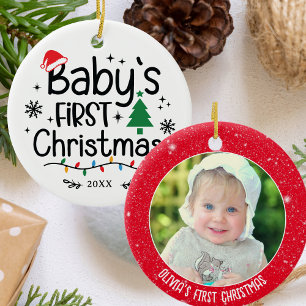 Personalized Photo Baby's First Christmas Ceramic Ornament