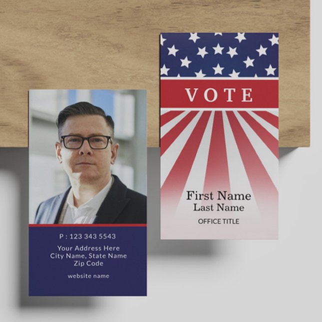 Personalized Photo (back side) Campaign Election  Business Card (Creator Uploaded)