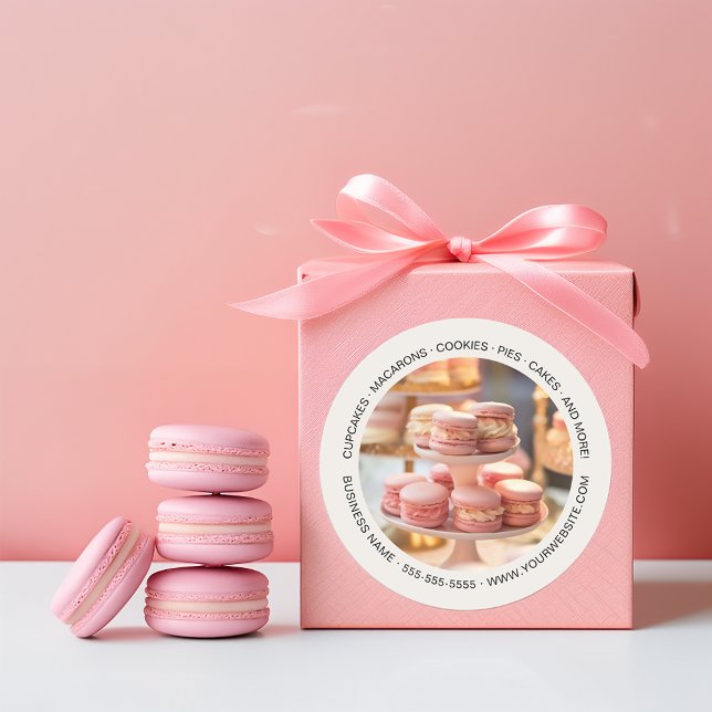 Personalized Photo Bakery Cupcake Cake Shop Classic Round Sticker (Personalized Photo Bakery Cupcake Cake Shop Classic Round Sticker by MINTIC DESIGN STUDIO)