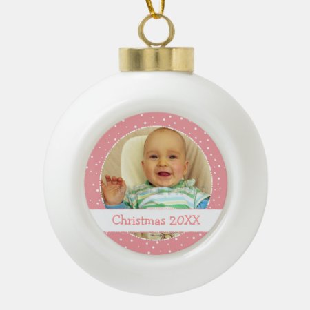 Personalized Photo Ball Pink Ornaments