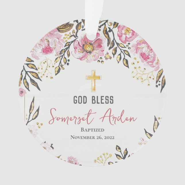 Personalized Photo Baptism Christmas Ornament (Front)