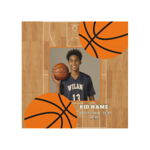 Personalized Photo Basketball Player Name Wood Wall Art